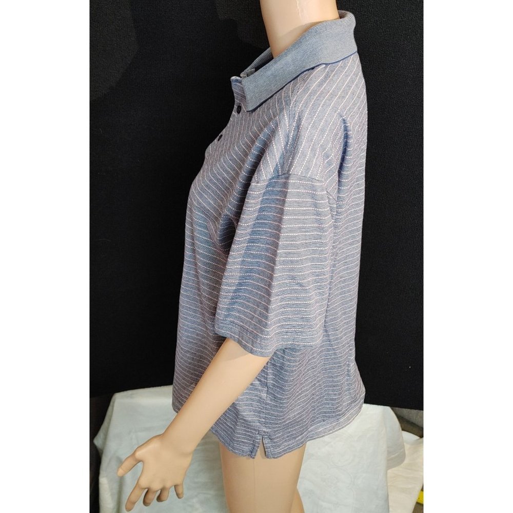 Daniel Cresmieux Signature Collection Double Mercerized Blue Cotton Polo - Picture 2 of 4